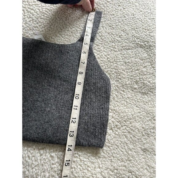 Everlane Charcoal Grey Wool Yak Blend Knit Cozy Stretch Crop Vest Tank Top Sz M - Picture 14 of 14